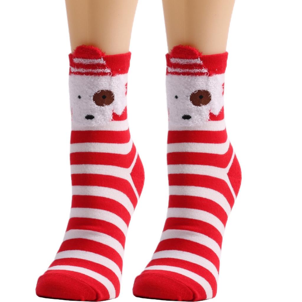 Cute Cartoon Mid-calf Cotton Socks With Christmas Elk And Socks Patterns