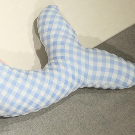 Plush Whale Body Pillow Checkered Healing Stress Relief Pillow Long Hugging Pillow for Side Sleepers And Cuddling