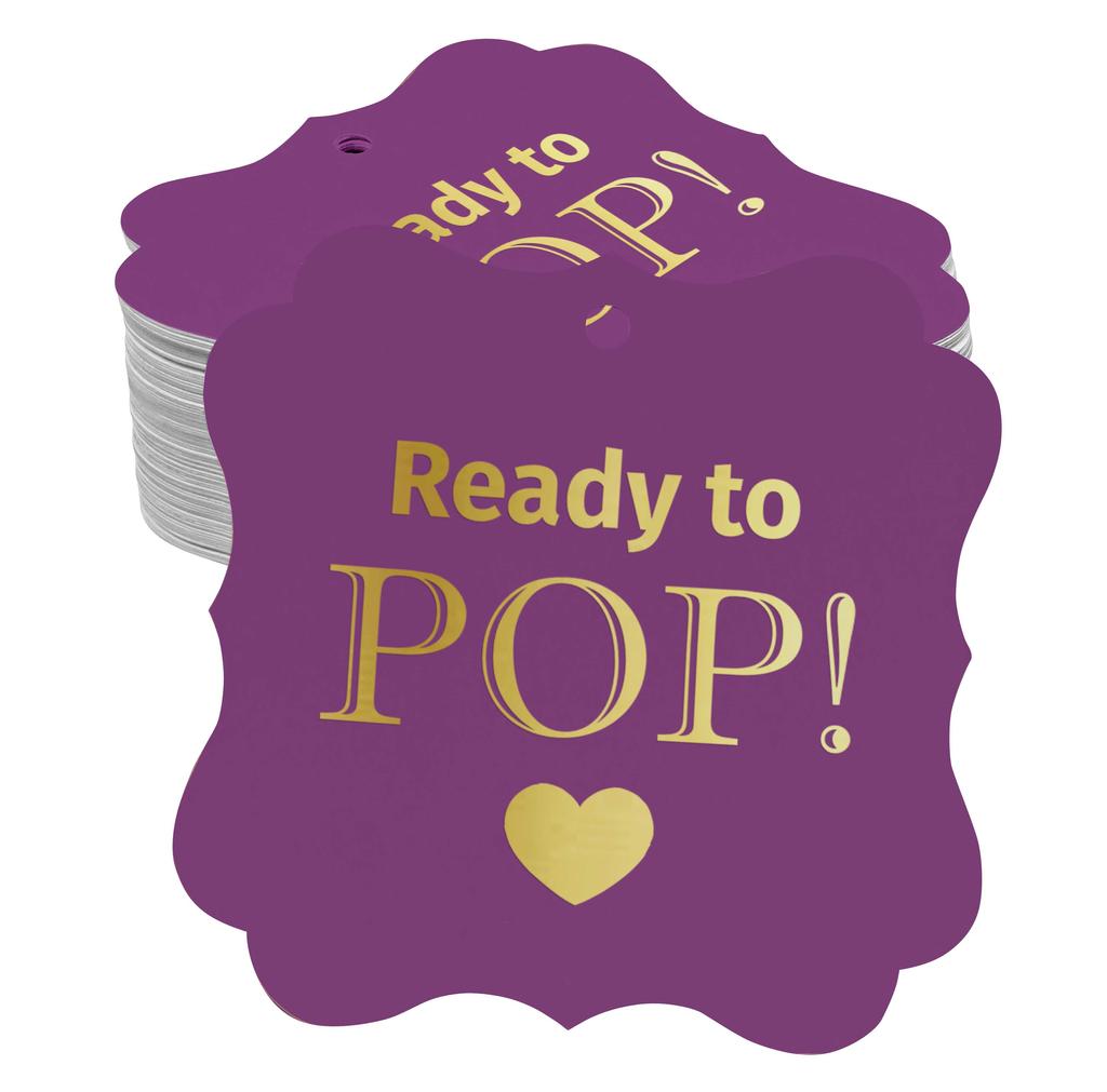 Inkdotpot Real Gold Foil Ready To Pop Baby Shower Tags Favor Bracket Shape Hang Pack Of 100 Paper
