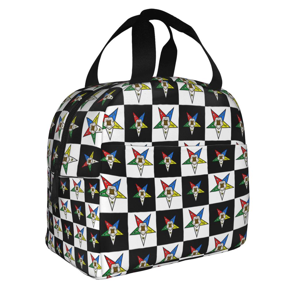 Order Of The Eastern Star Logo Thermal Insulated Lunch Bags Women  Portable Lunch Container for School Multifunction Food Box