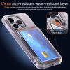 For iPhone 15 Anti-Scratch Phone Cover Clear PC+TPU Phone Case with Kickstand Card Holder