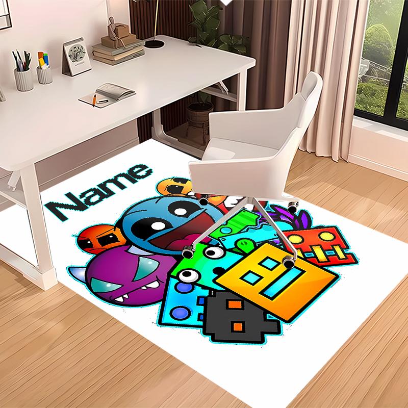 Tappeto Personalizzato Geometry Dash Area Tappeto - Morbido, Lavabile Antiscivolo Tappetino da Interno, Tappeto Decorativo per Soggiorno, Casa e Ufficio