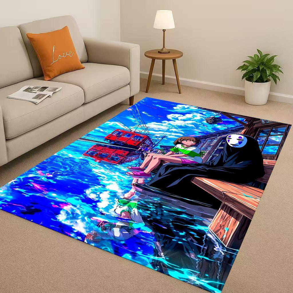 Classic Cartoon Spirited Away No Face Man Living Room Non-Slip Area Rug Soft Carpet for Bedroom Playroom Sofa,Home Decor Doormat