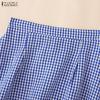 ZANZEA Women Loose Casual Grid Print A-Line Skirts