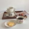 Clay Hand-painted Style Vintage Ceramic Coffee Cup And Saucer Suit Afternoon Tea Tulip Lily Cup And Saucer Set