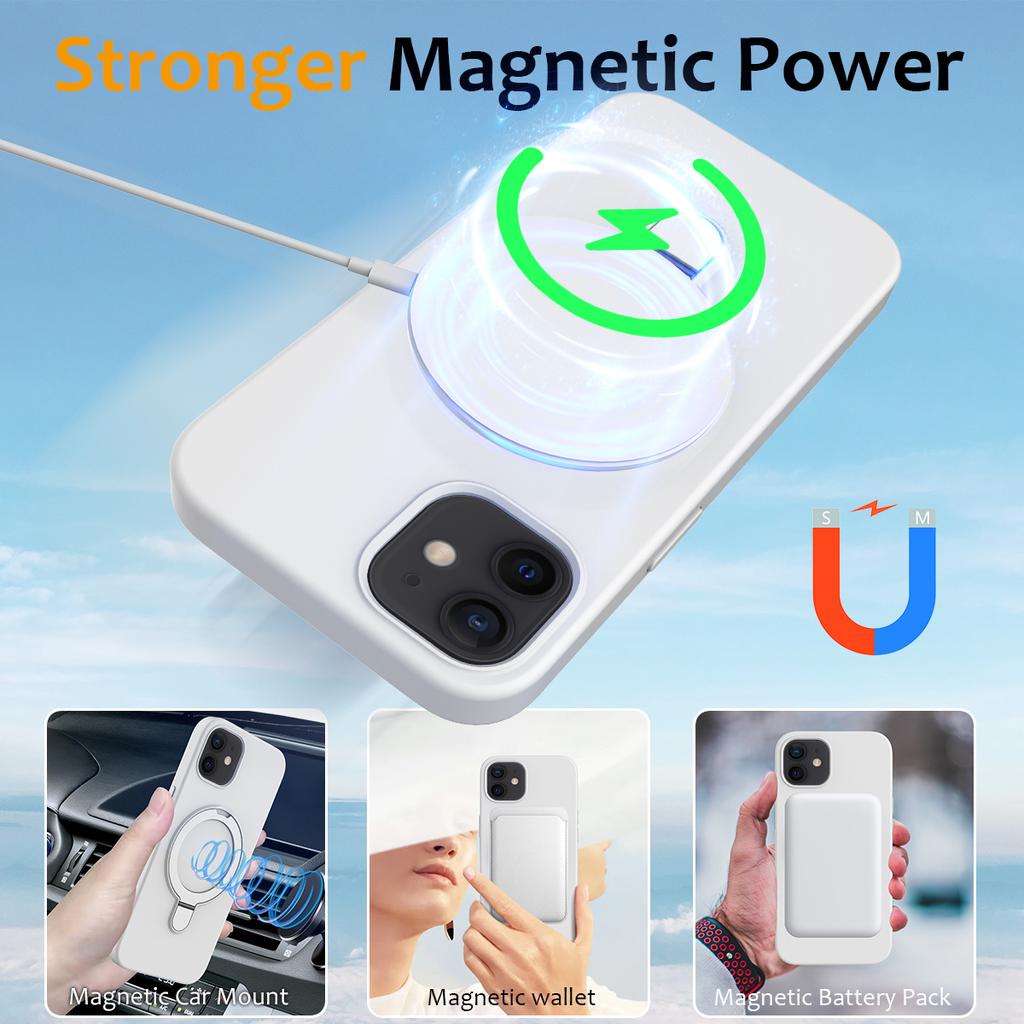 For iPhone 11 Magnetic Case with Ring Kickstand PC+Silicone Drop-Proof Phone Cover