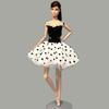 Schwarz-weißes Polka-Tutu-Kleid für Barbie-Puppen-Outfits, Kleidung, Partykleider, 1/6-Puppen-Zubehör