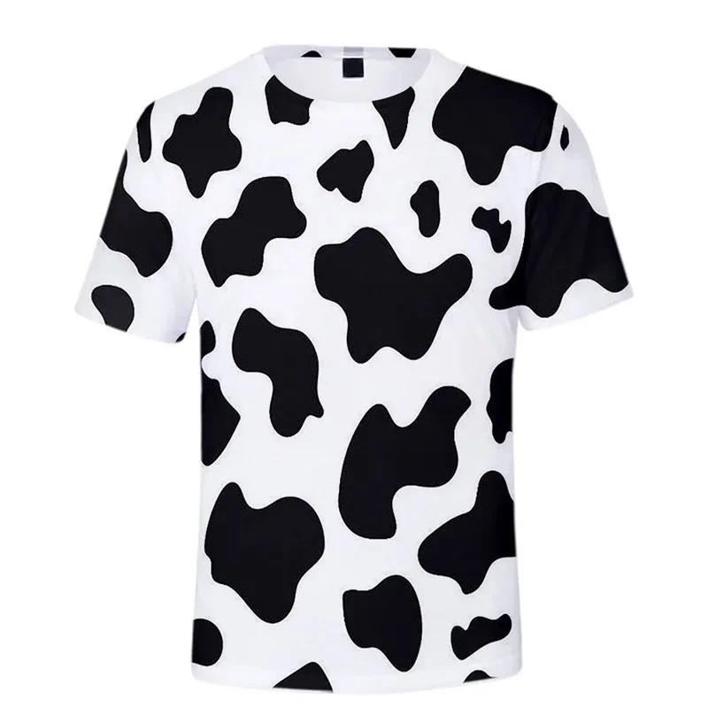 Camiseta Casual de Manga Curta Estampada 3D de Vaca Colorida Fofa para Crianças, Solta, Estilo Rua, Uso Diário, ao Ar Livre, Feriados, para Meninos e Meninas