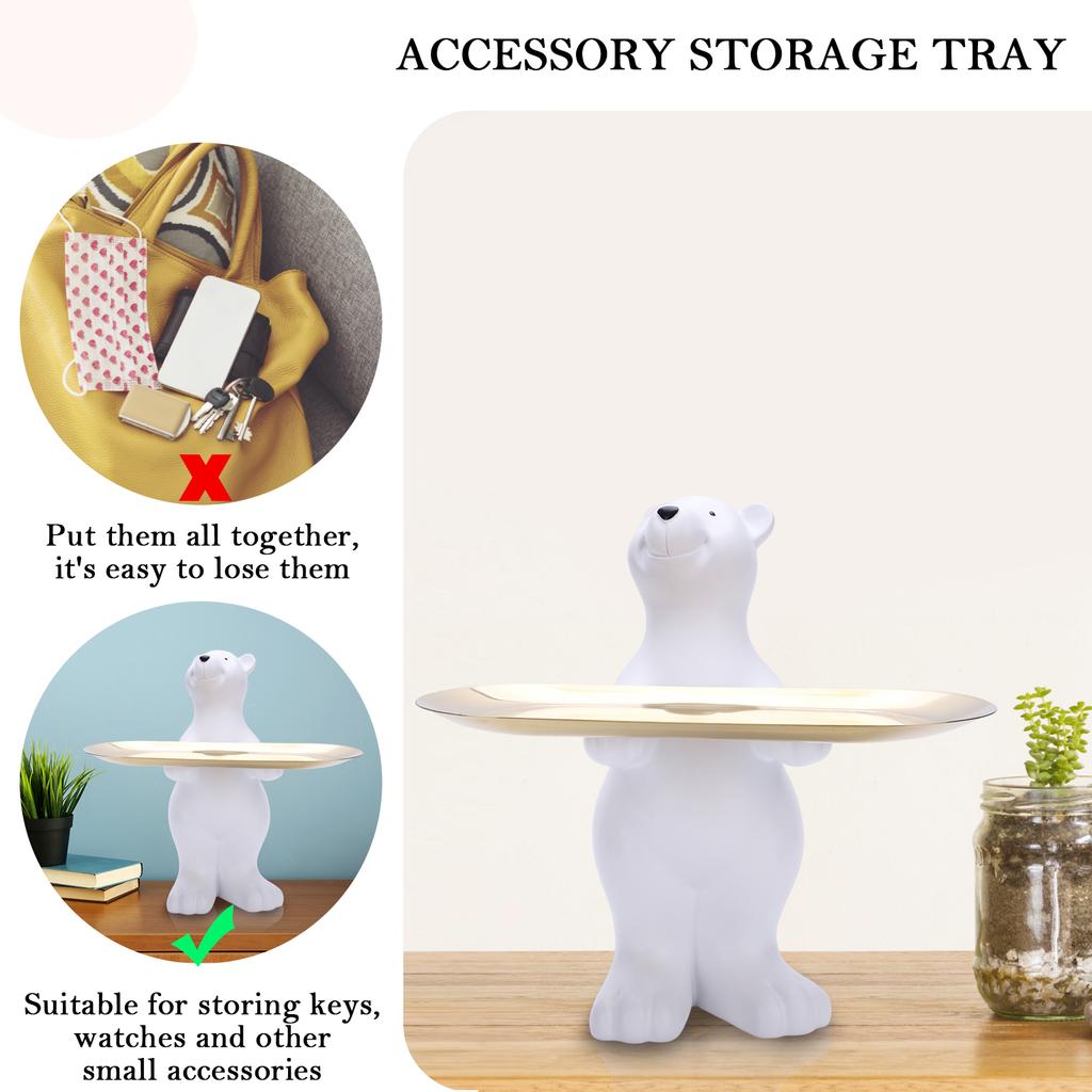 Polar Bear Key Holder Figurine Entrance Crafts Resin Table Sculpture Non-toxic Harmless Household Supplies for Home Living Room