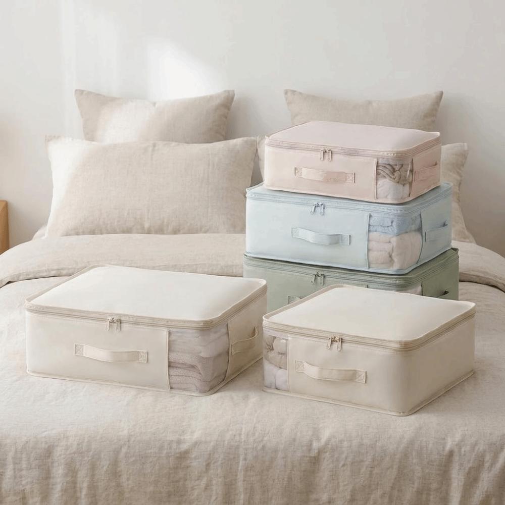 Visible Bed Sheet Storage Bag Folding Moving Packing Bag Quilts Storage Organizer Wardrobe