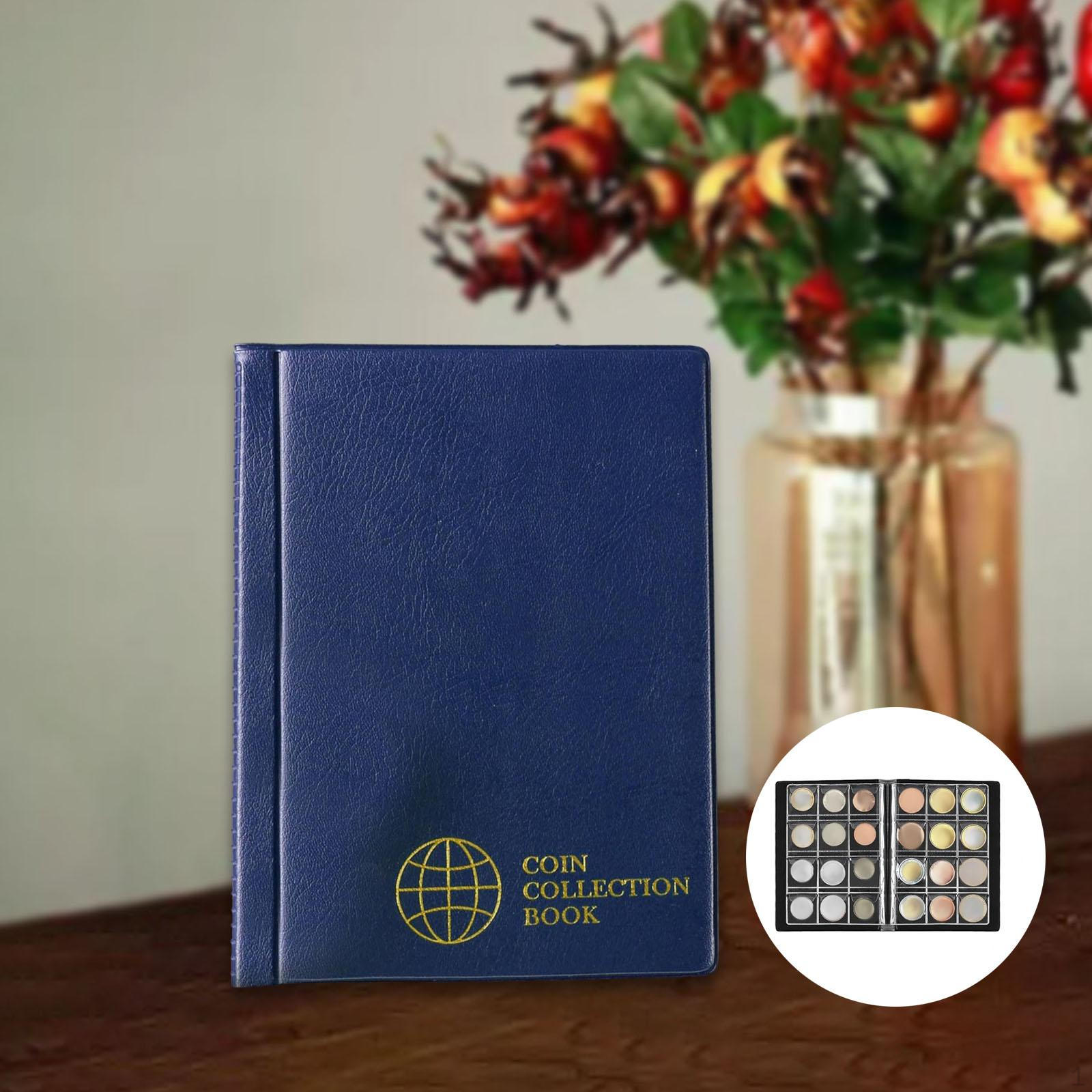 

Страница для коллекционирования монет, органайзер-переплет, футляр на 120 карманов, книга для хранения монет в кармане для коллекционеров синий