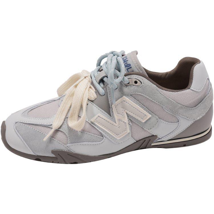 Doppelfarbiges Bandleder superweiche flache Sohle Deutsche Trainingsschuhe Damen 2025 Frühling neu vielseitiger Buchstabenfuß kleine Forrest Gump Sportschuhe