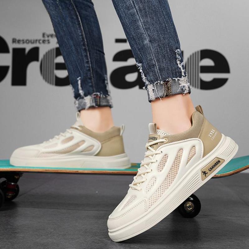 Marke Herren Mesh Freizeit-Sneaker Plateau Schnürschuhe Sommer Outdoor Lässig Wandern Board Schuhe für Herren Zapatos Casuales