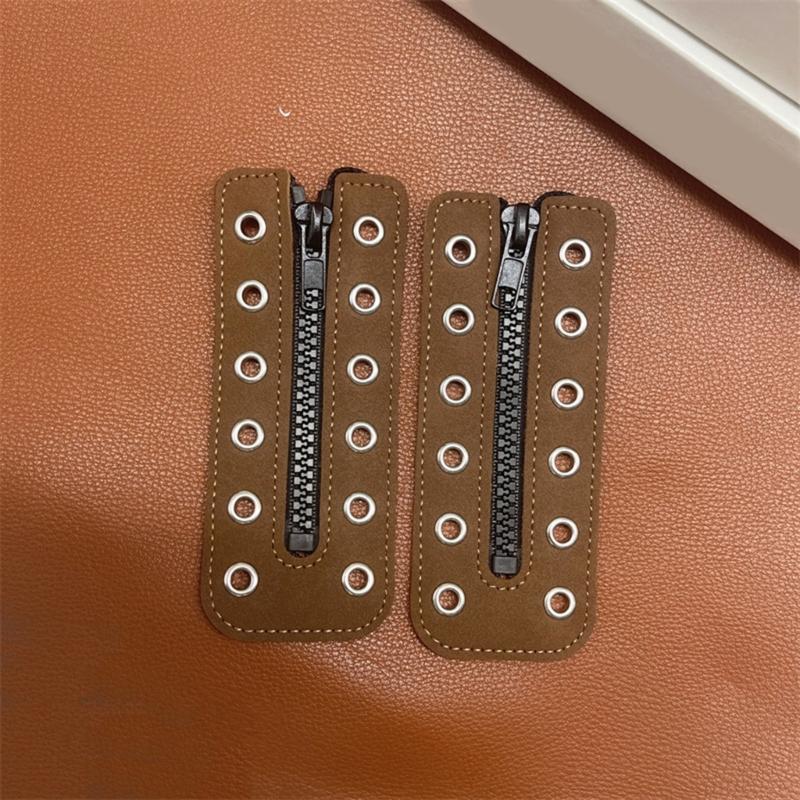 PU Leather Zippered Shoelace Inserts Waterproof Leather Zippered Shoelace Easy Installation for Hiking Boot Enhancement