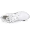 Women Wedge Platform Sneakers Rubber Brogue Leather High Heels Lace Up Shoes Pointed Toe Height Increasing Creepers White Silver