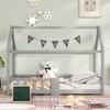 Lit d'enfant Lit d'appoint 90 x 200 cm en pin gris, avec sommier à lattes escamotable (matelas non inclus)