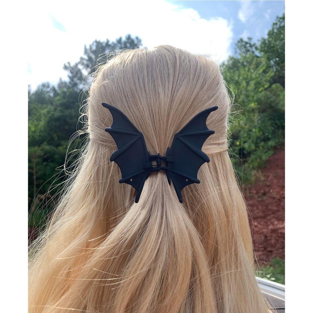 Matte Bat Shark Clip Black Ponytail Holder Fashion Claw Clip  Party Headwear