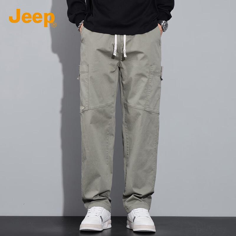 JEEP Men's Loose Straight-Leg Cotton Blend Cargo Pants