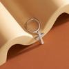 Women 925 Silver Cross Rhinestone Inlaid Hoop Dangle Earrings