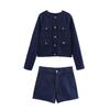 Spring 2025 Women's European & American Style Pocket Jacket & Shorts Set