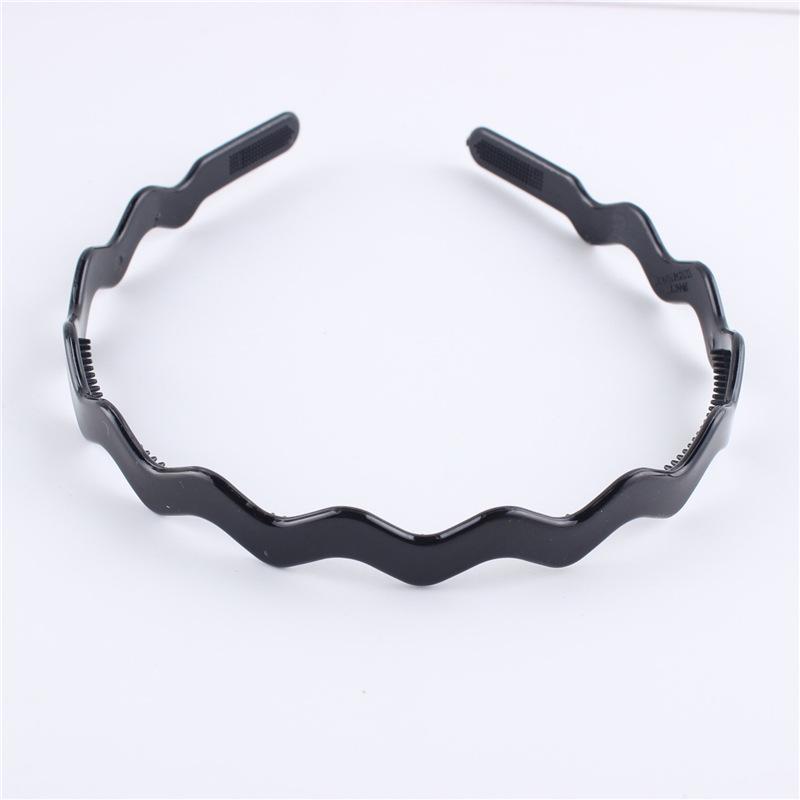 Men's & Women's Black Wave Headband: Sporty, Simple, with Teeth for Slicked Back Hair and Face Washing.