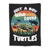 Turtle Blanket Gift Vintage Marine Animal Theme Decorative Flannel Blanket