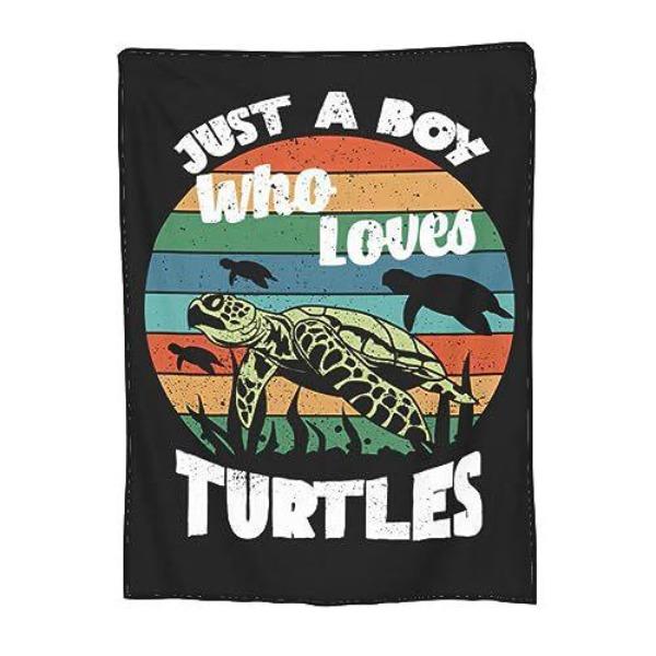 Turtle Blanket Gift Vintage Marine Animal Theme Decorative Flannel Blanket