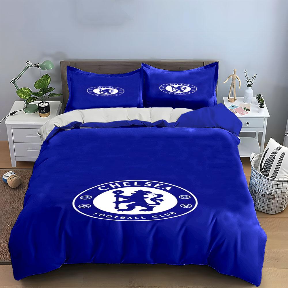 Modré ložní prádlo, logo Chelsea, lev. Sady povlečení Sady povlaků na přikrývku Povlaky na přikrývku Povlaky na polštář(1 * Povlak na peřinu 2 * Povlaky na polštář bez výplně)
