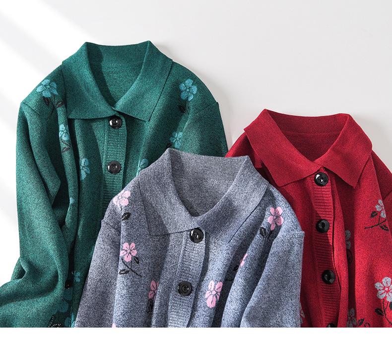Autumn Winter Wool Cardigan for Middle-aged Women and Elderly - Comfortable Knitwear for Moms