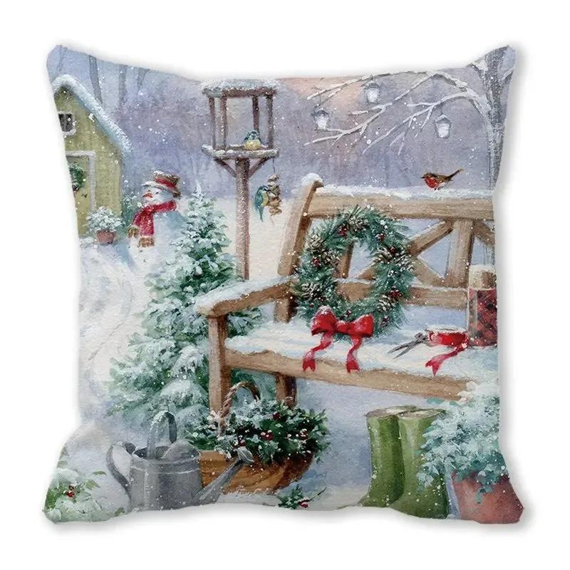 Christmas Themed Pillowcases Car Accessories Office Santa Claus Living Room Sofa Home Pillowcases