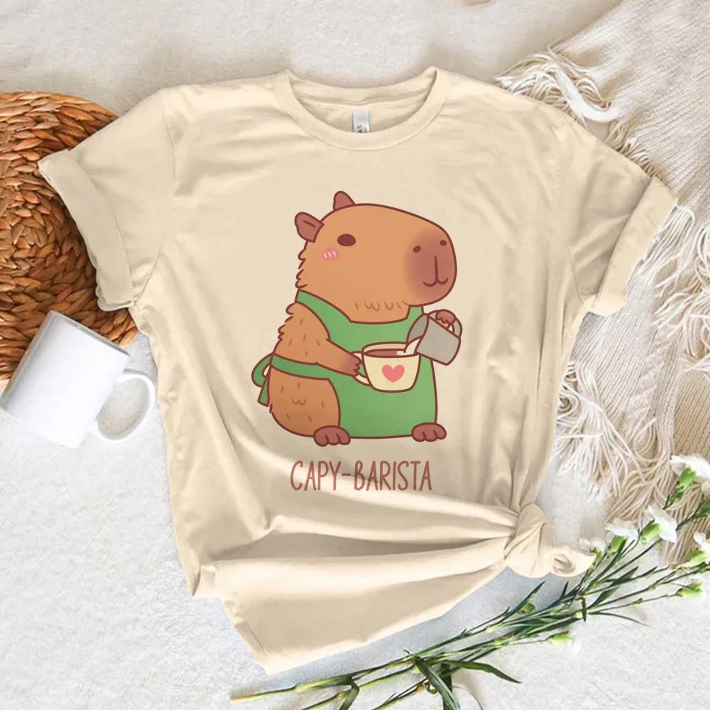 Funny Anime Capybara T Shirt Women Soft Fabric Tshirt Female Anime Clothing T-shirt Girls Capibara Tee