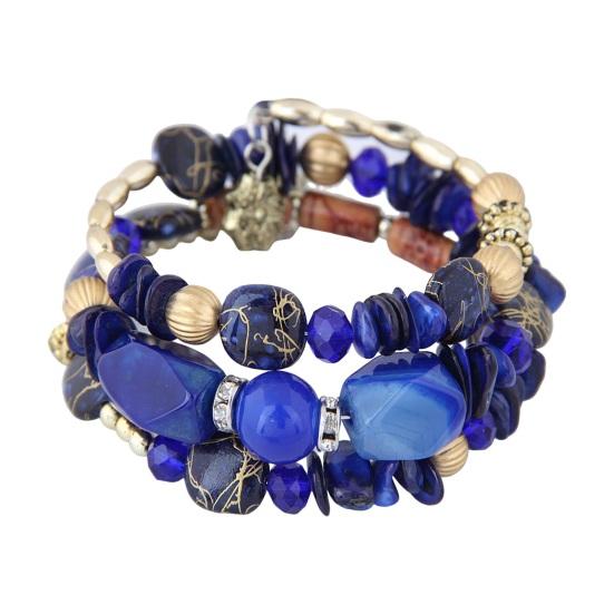 Unisex Bracelet Alloy Irregular Shape Stones Multi-layered Stacking Retro Ethnic Bohemian Faux Turquoise Faux Agate Elastic Cord Wrist Jewelry