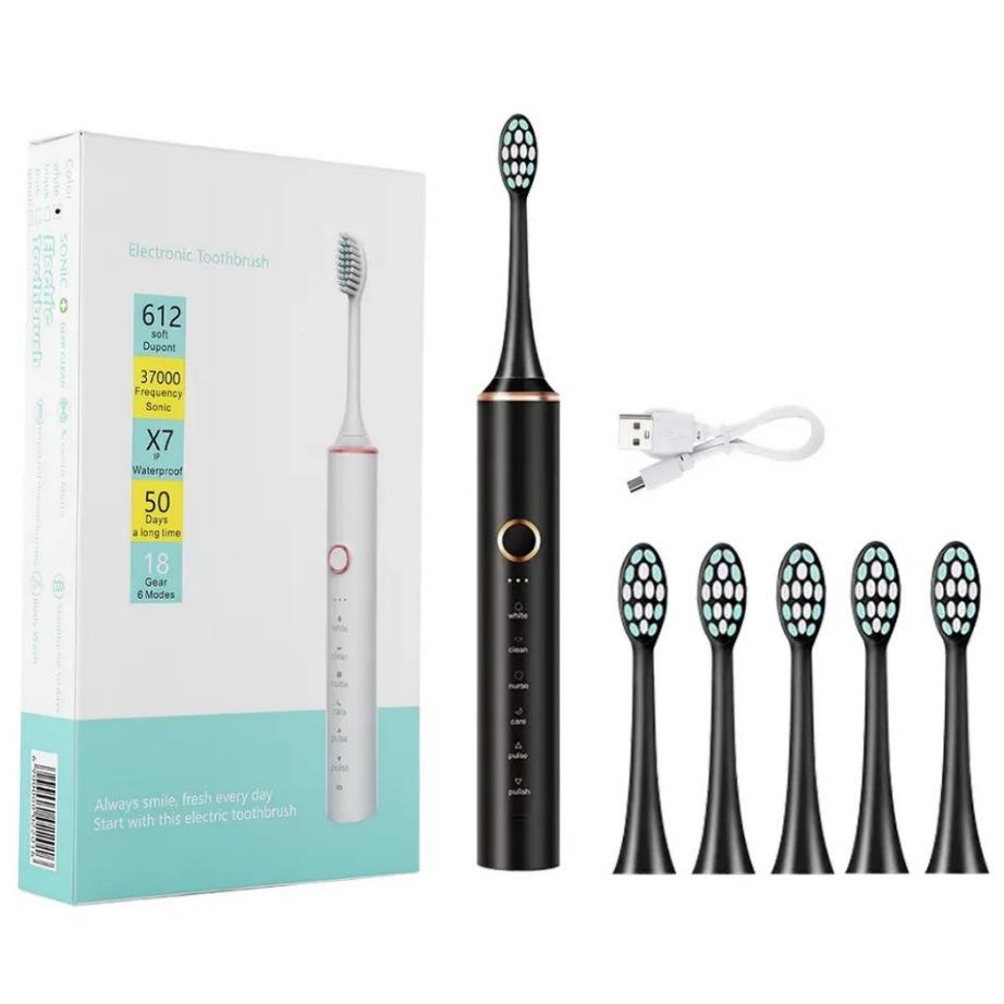 Sonic Couple Electric Toothbrush X-18: 6-Speed Soft Bristle Smart Brush for Adults