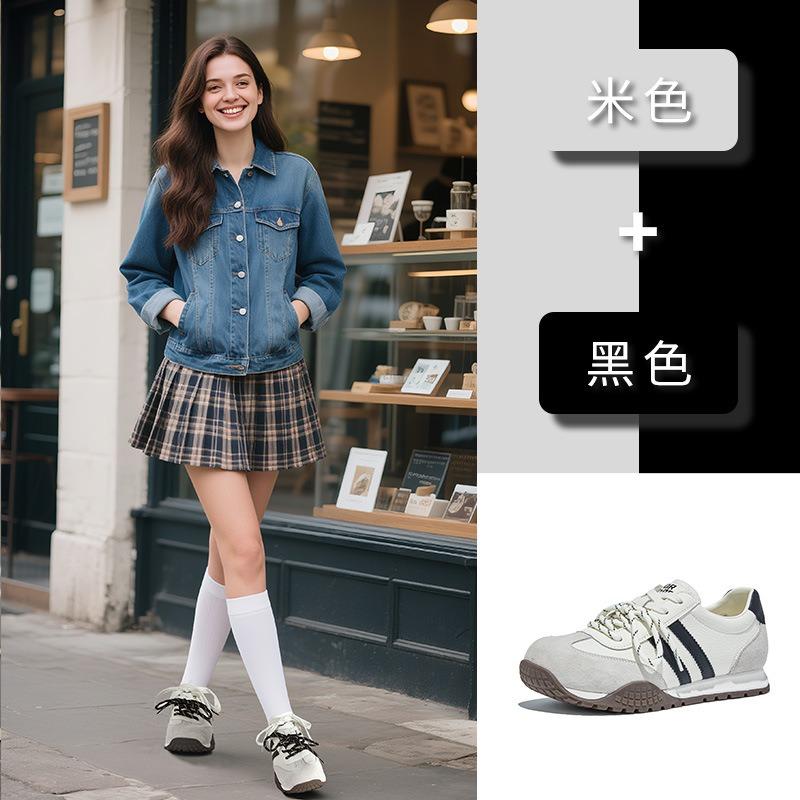 Toe Cap Leather Autumn New Shoes Women's Shoes Versatile Casual Sports Shoes Women's