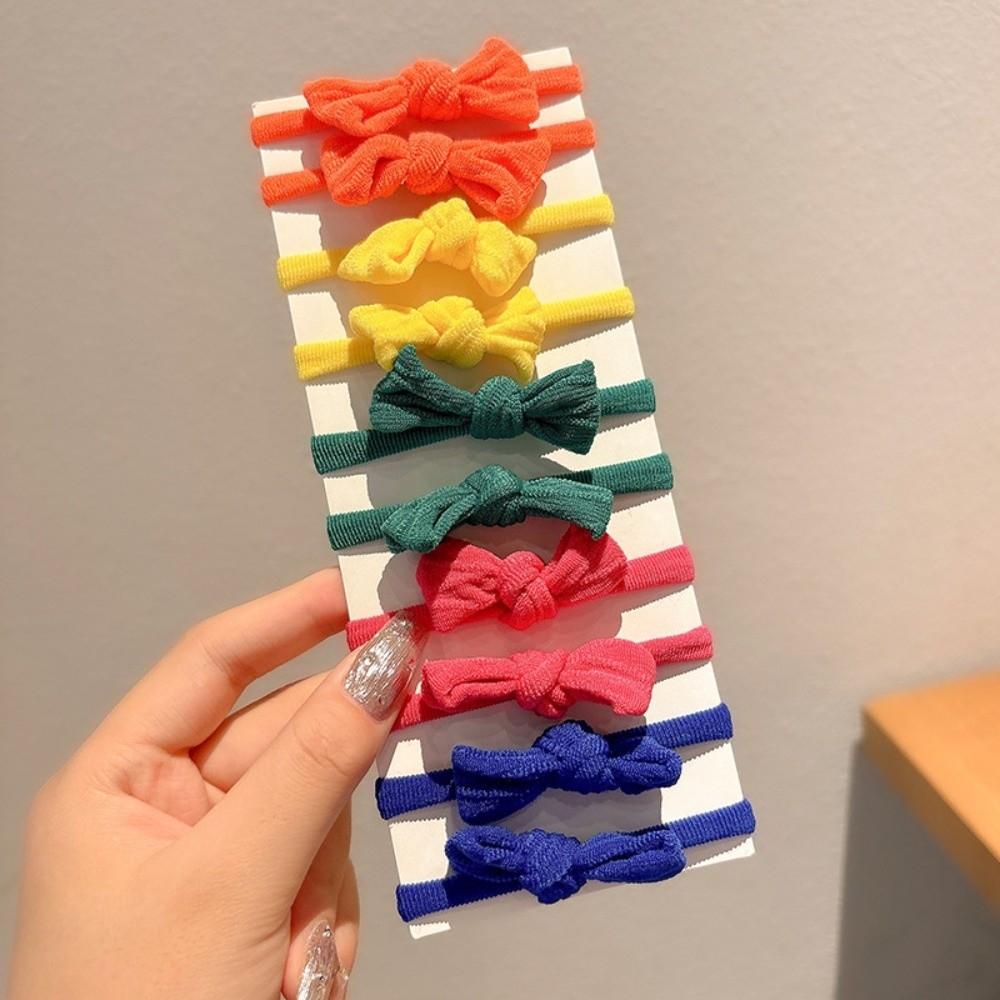 10pcs Soft Elastic Children Bowknot Hair Ties High Elasticity Bow Hair Scrunchies For Little Girls