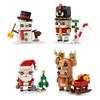 Gorbricks MOC Christmas Snowman Santa Claus Elk Brickheadz Building Block Set Square Head Xmas Suit Toys Christmas Gift