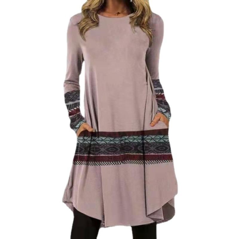 EastRogue Women's Fashion Spring Autumn Long Sleeve O-Neck Casual Dresses