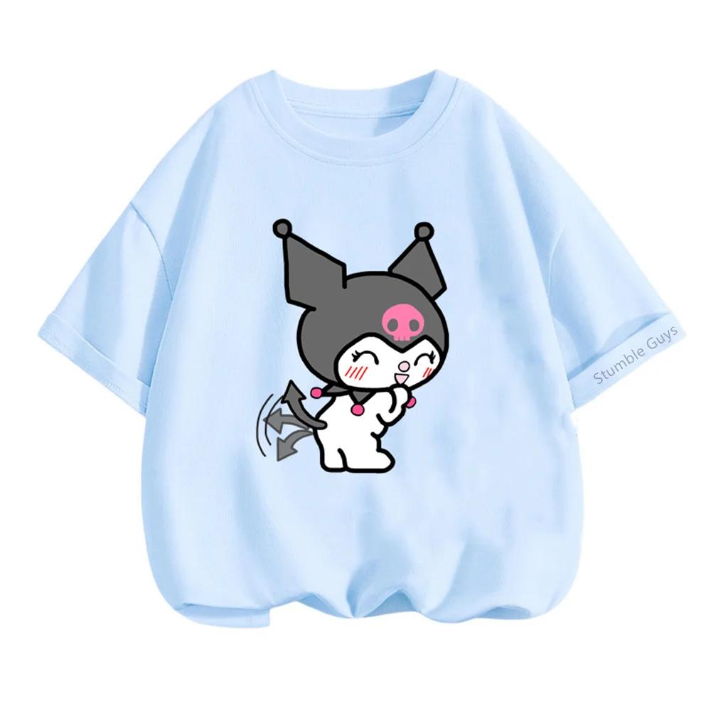 Summer Breathable Cute Kuromi Children's T-shirt for Boys and Girls Sanrio Cartoon