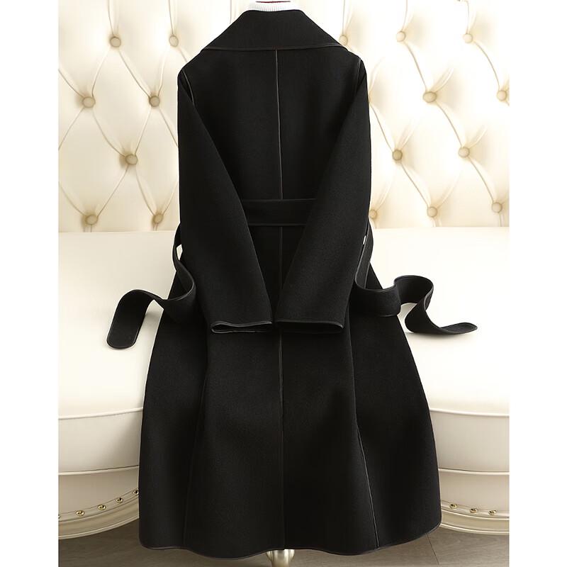 KAISER Women's 100% Double-Faced Wool Long Trench Coat