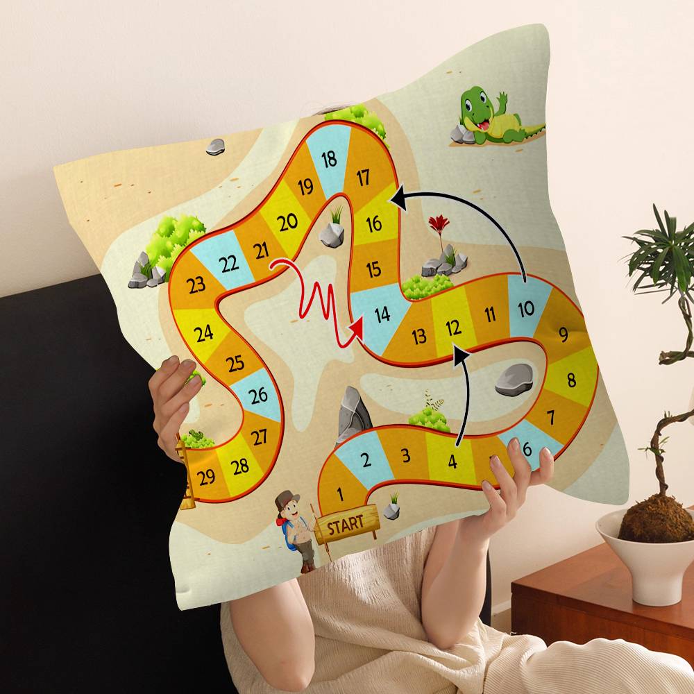 

Cartoon Snake and Ladder Board Game 45*45cm Cushion Cover Pillow Cover Decor Pillowcase Home Pillowcase for Couch Pillow 30cmx30cm