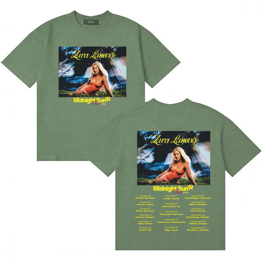

Singer Zara Larsson Midnight Sun Tour 2025 Album Merch Tshrit Fashion Style Short Sleeve High Quality Unisex Cozy Oversized Clothes 4XL