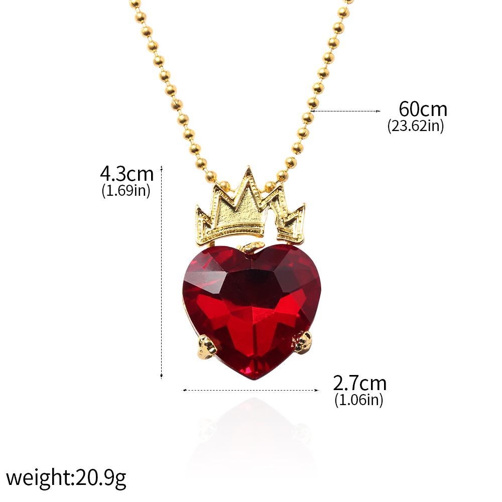 Movie Descendants Halskjede Evie Fairest Red Heart Crown Pendant1