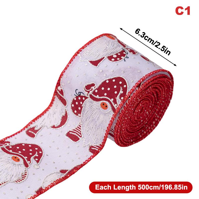 5M Christmas Ribbon Diy Christmas Tree Decoration Wreath Decoration Christmas Tree Snowflakes Snowman Pattern Xmas Holiday Decor