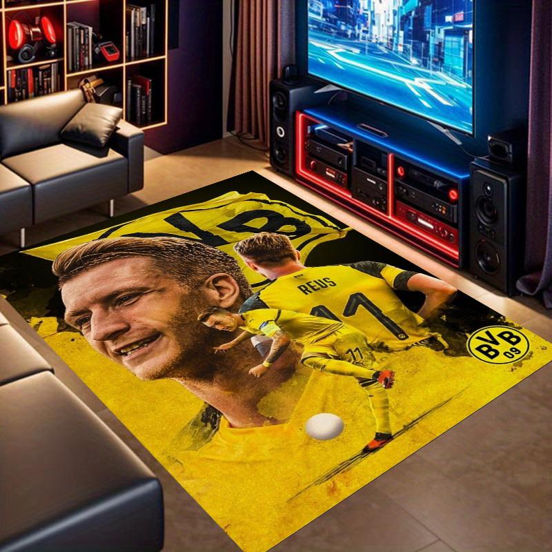 Marco Reus BVB Dortmund Football Star Portrait Print Area Rug Non‑Slip Rectangular Floor Mat Soccer Fan Gaming Room Decor Carpet