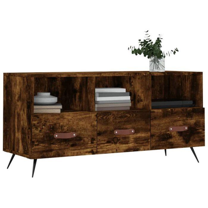 VidaXL Meuble TV chêne fumé 102x36x50 cm bois d'ingénierie 829009