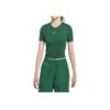 Essential Slim Crop Comfortable Sports Logo Short Sleeve T-Shirt Women Tops Green FB2874-341