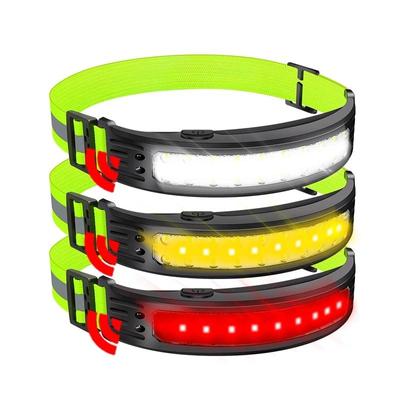 Lampada frontale con sensore di movimento Lampada frontale impermeabile ricaricabile tramite USB Potente luce da lavoro a LED per l'escursionismo, il campeggio, la pesca, l'illuminazione di emergenza