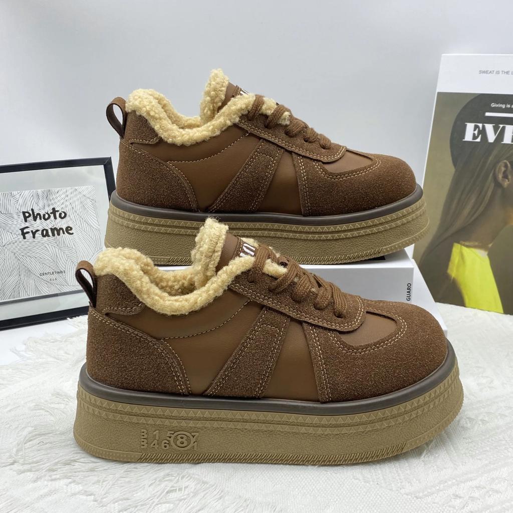 Dámské kožešinové teplé bavlněné boty kotníkové boty ploché tenisky nové designové semišové plyšové sněhule sportovní platforma ležérní boty boty