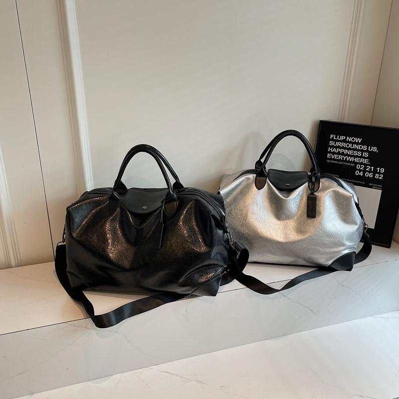Women's Large Capacity PU Travel Bag Sports Fitness Storage Bag Tote Bag