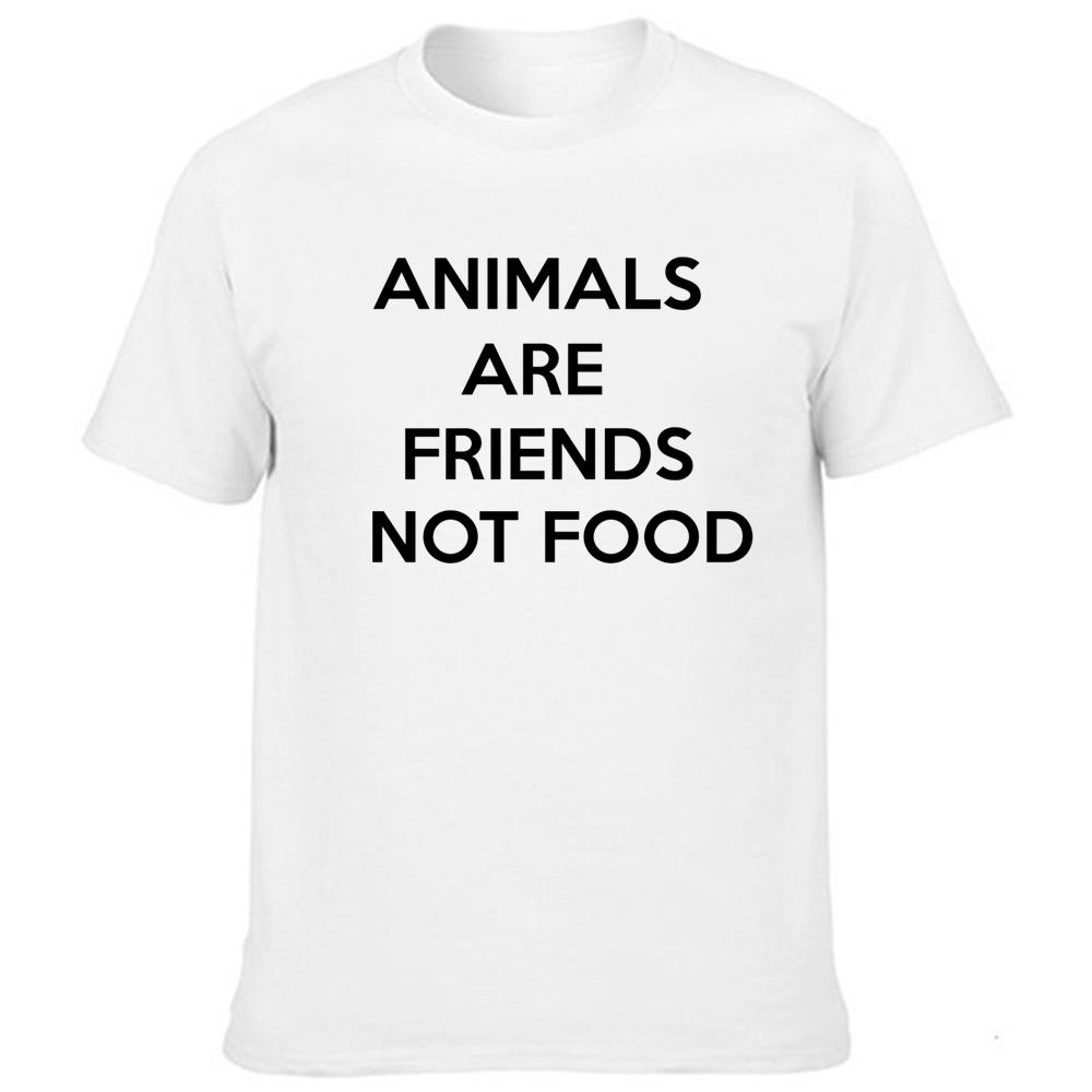 Animals Are Friends Not Food Graphic T Shirt Men S Tee Slogan Vintage Tops Tumblr Vegan 3XL